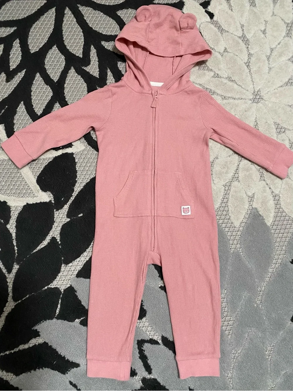 Carter's Baby Girl Pink Hooded Thermal Zip up Jumper 12 Month